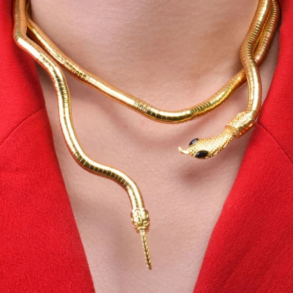 Serpent multi  Gold Snake Necklace - Picture 2 of 10